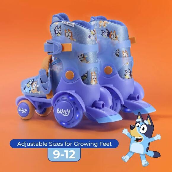 Bluey Trainer Light Up Wheels Kids' Roller Skates Adjustable 9-12 - Picture 2 of 5